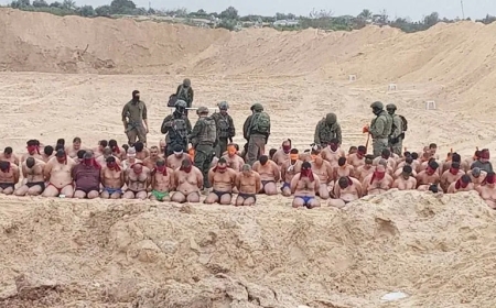 Photos from Gaza depict Israeli forces holding many guys who are just wearing their underpants