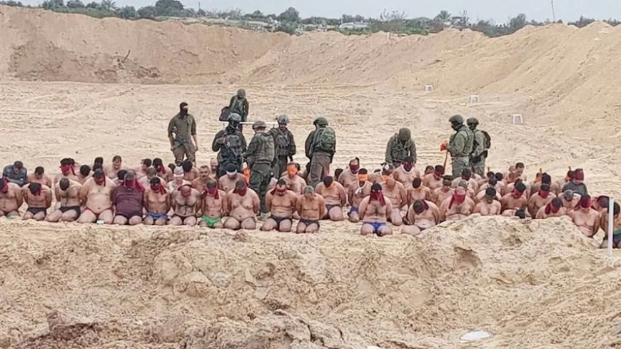 Photos from Gaza depict Israeli forces holding many guys who are just wearing their underpants
