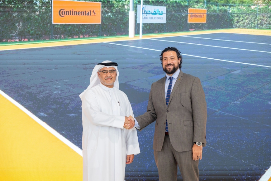 Dubai Municipality and Continental are organizing a sustainable volleyball court constructed from used tires