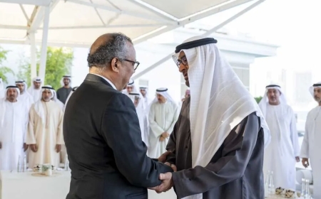 WHO chief is received by President Sheikh Mohamed