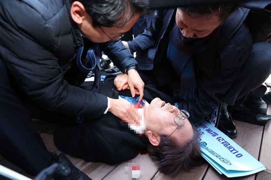 South Korean Opposition Leader Stabbed in Neck