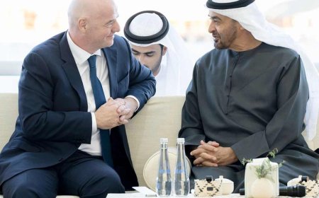 Chief FIFA Executive Gianni Infantino is welcomed to Abu Dhabi