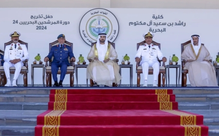 Ceremony of the 24th cohort at Rashid bin Saeed Al Maktoum Naval College attended by Hamdan bin Mohammed