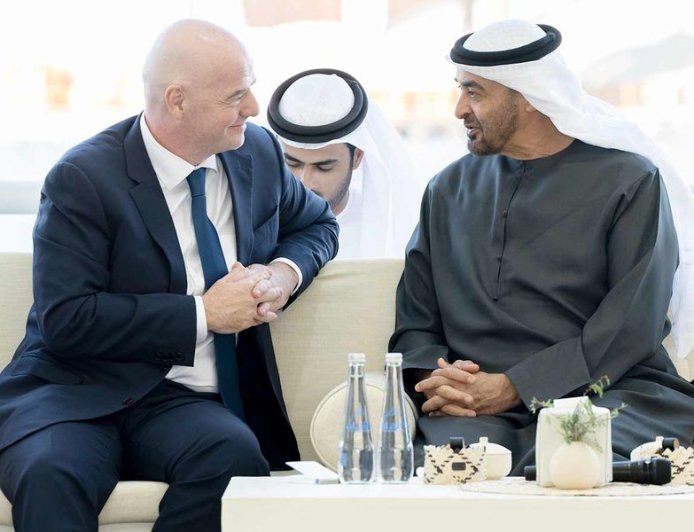 Chief FIFA Executive Gianni Infantino is welcomed to Abu Dhabi