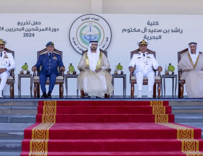 Ceremony of the 24th cohort at Rashid bin Saeed Al Maktoum Naval College attended by Hamdan bin Mohammed