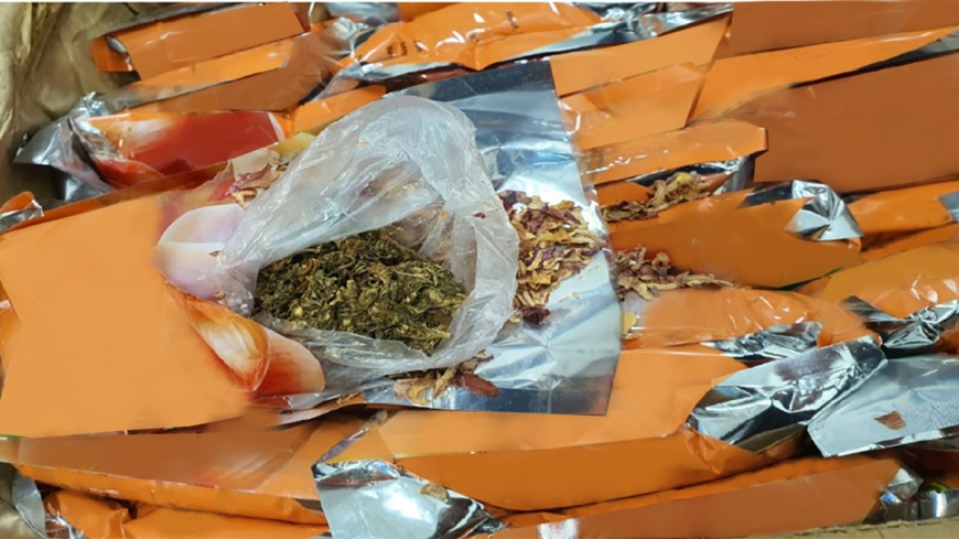 Customs officials found 26.45 kg of marijuana concealed in shipments of onions.